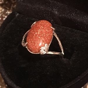 925 Silver Goldstone ring, size 6.25